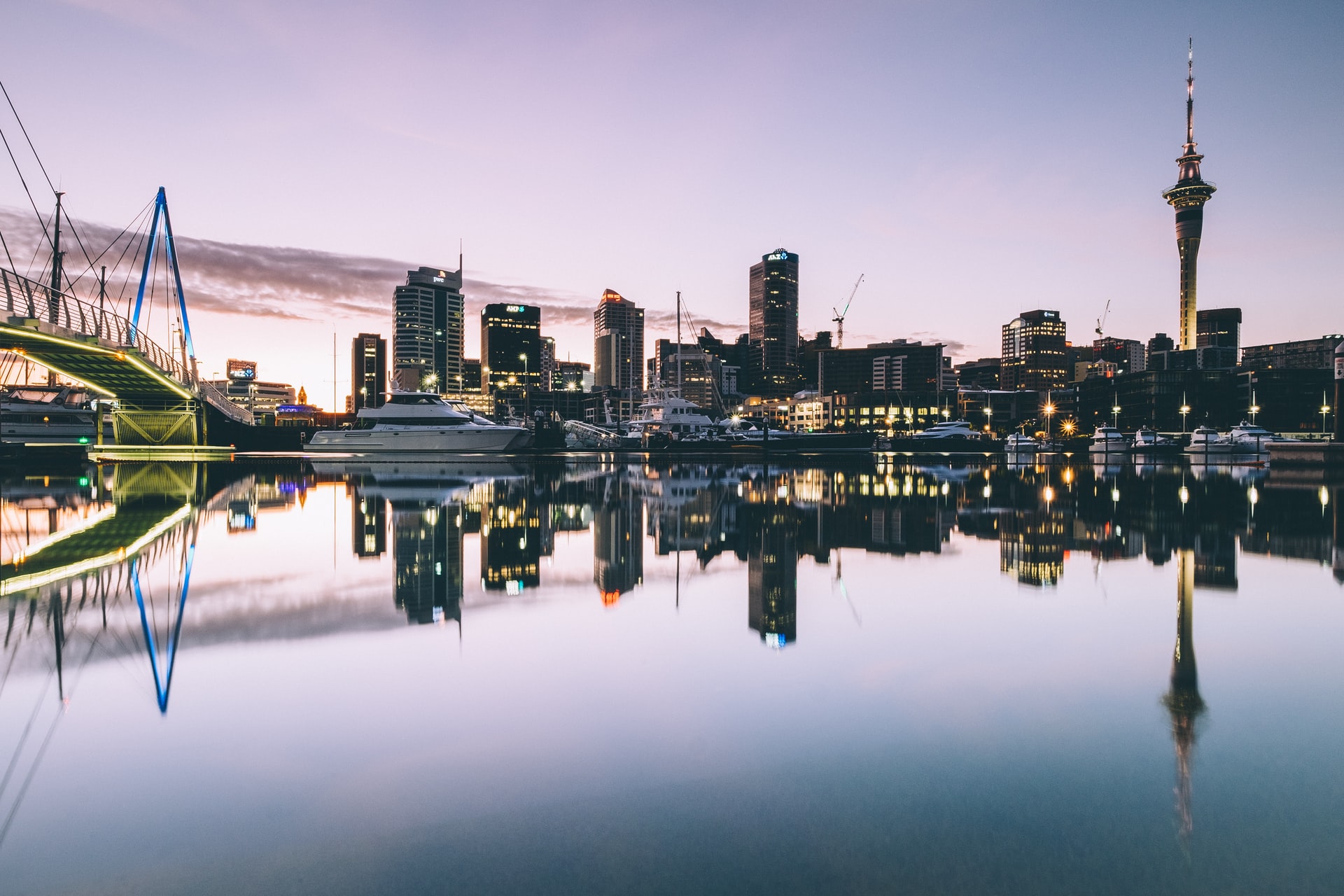 Auckland cityscape at twilight