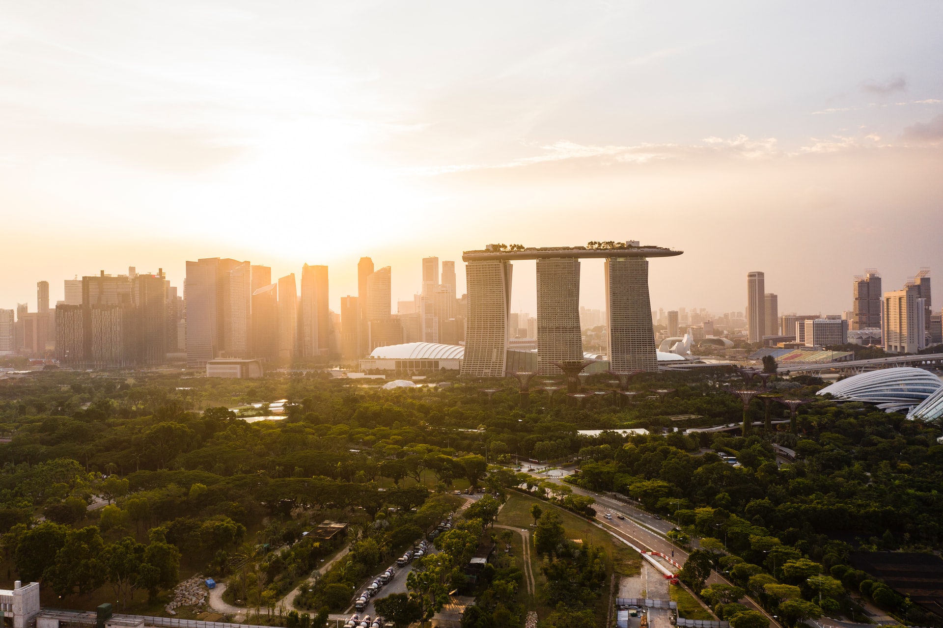 Singapore cityscape at sunset