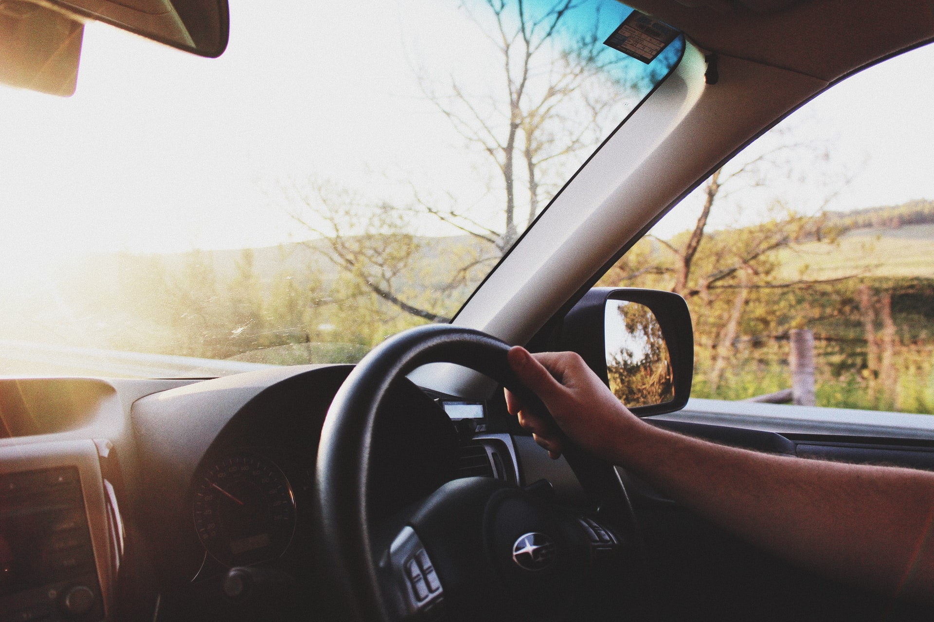 steering wheel in car