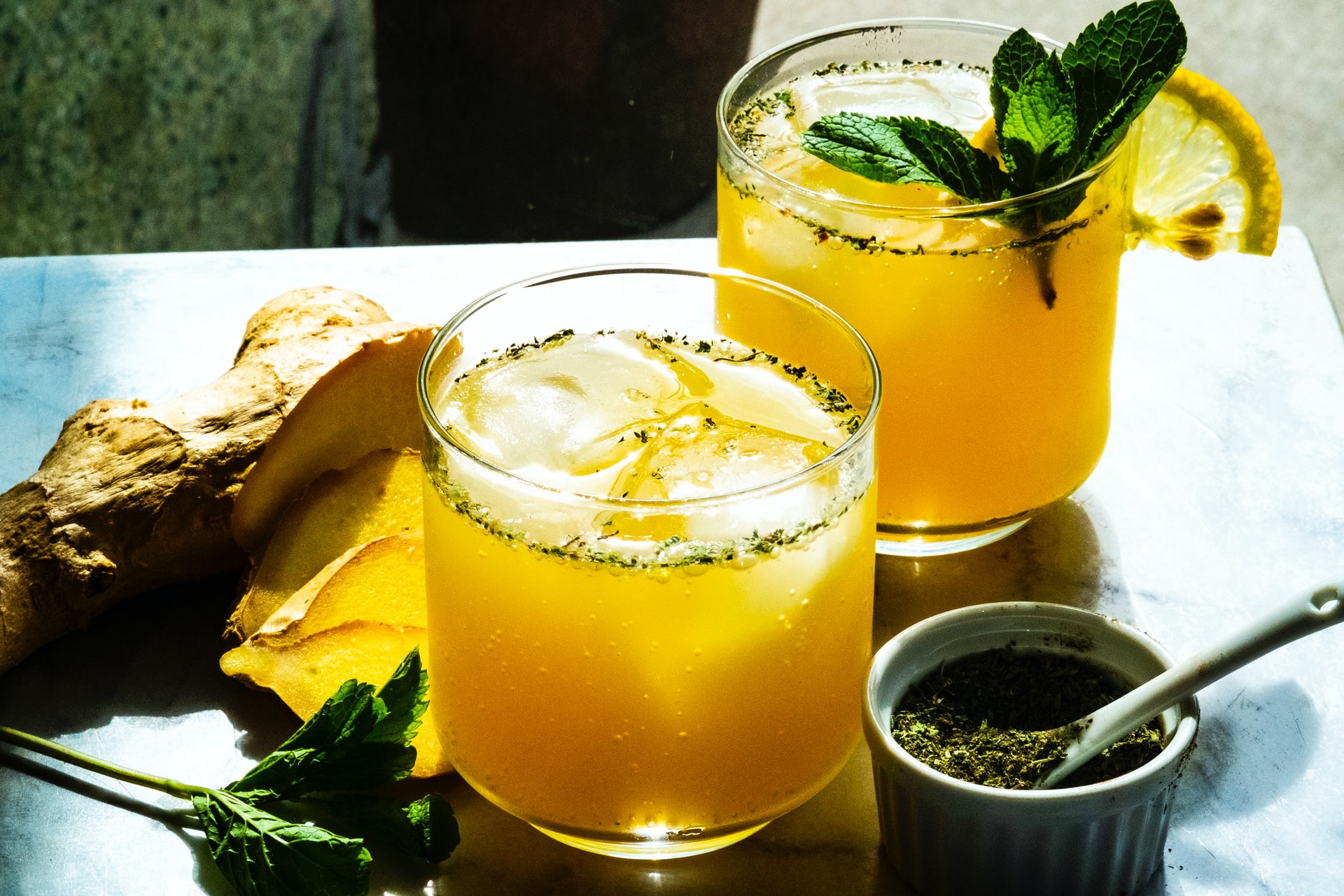 2 glasses of orange mocktail