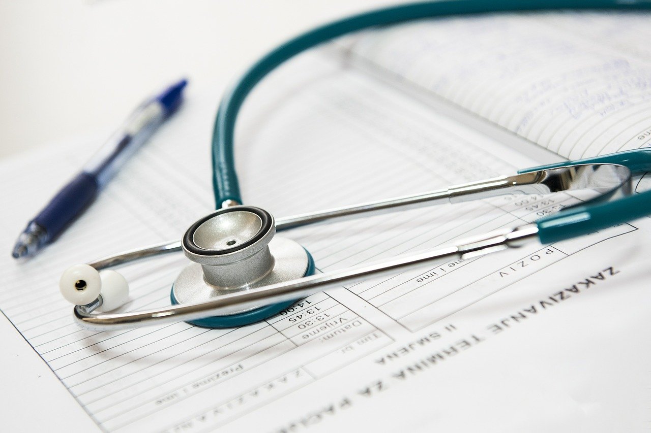 stethoscope on white paper